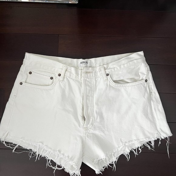 Aritzia Agolde White Denim Parker Shorts - Picture 3 of 7